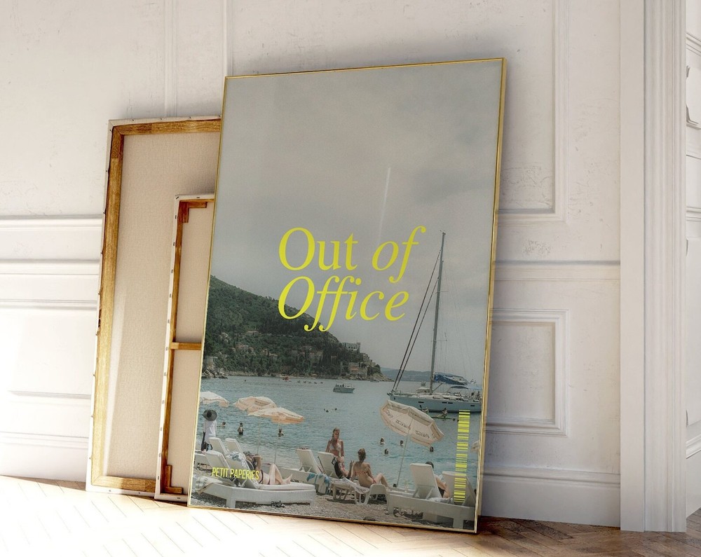 Minimal Retro Coastal Wall Art Out Of Office Newspapers Magazine Print Vintage
