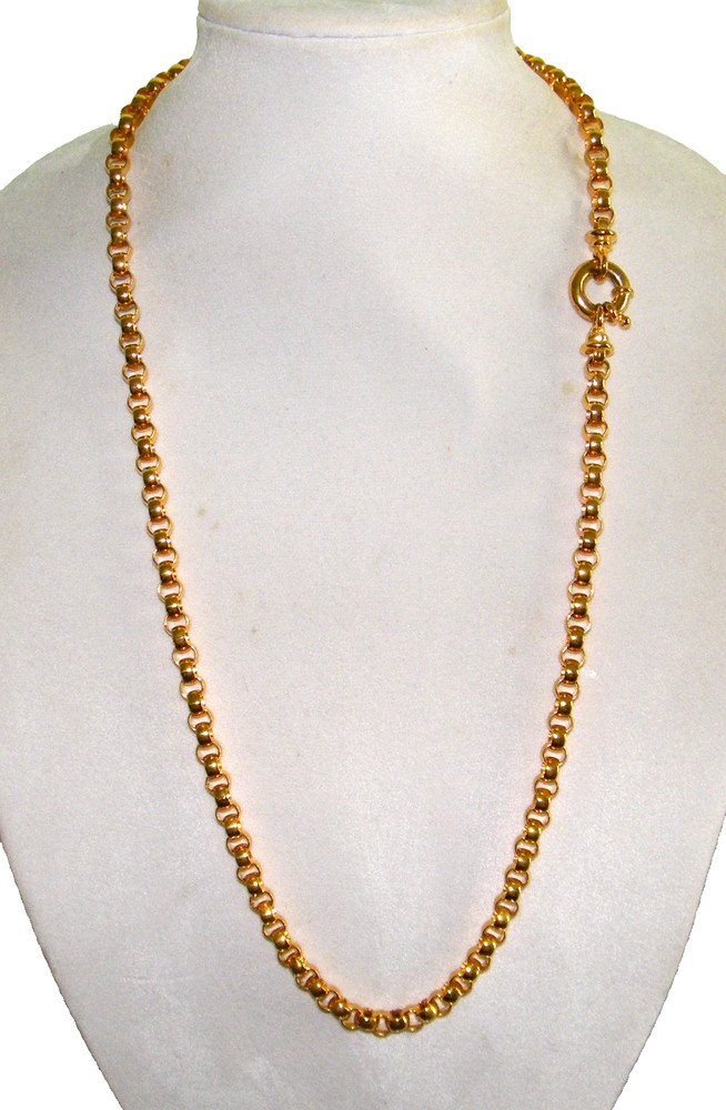 Vintage Joan Rivers Heavy Gold Tone Chunky Rolo Link Necklace Giant Spring Ring