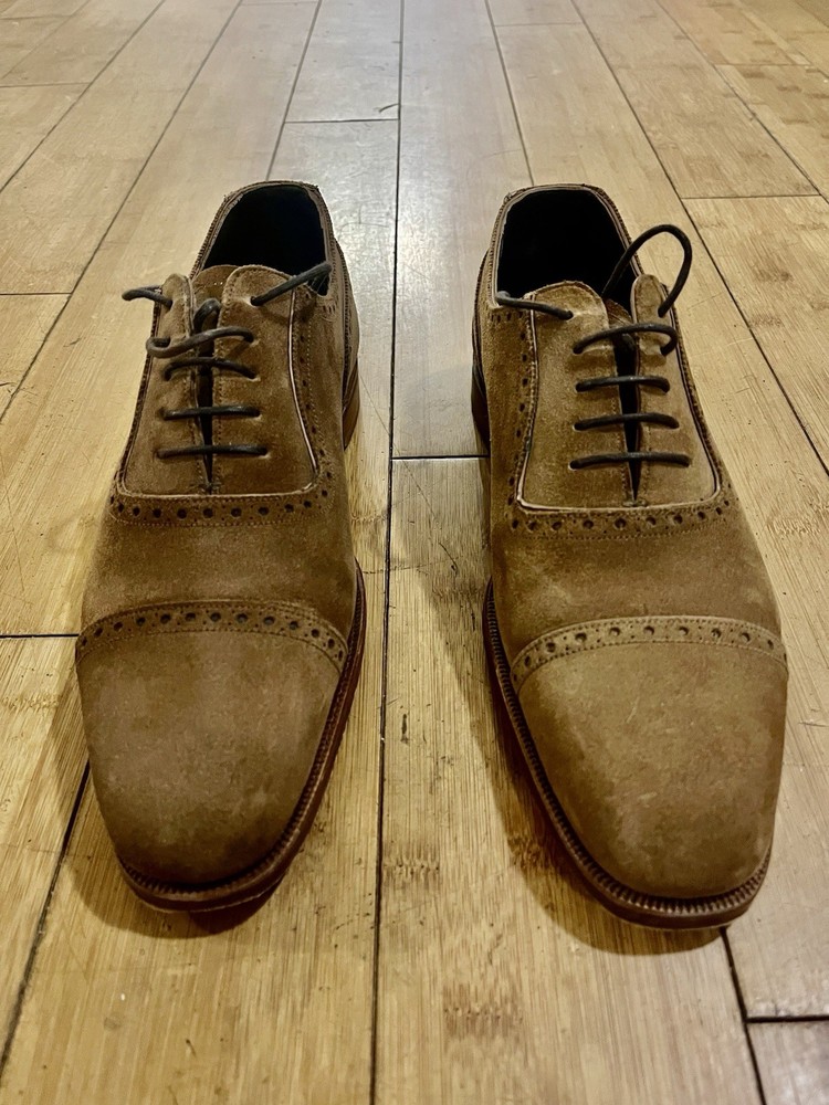 Vintage Edward Green for Paul Stuart Tobacco Suede Wingtip Full Brogue NM!