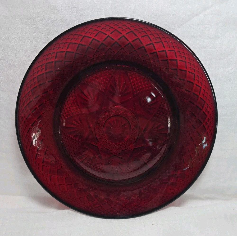 4 Cristal D'Arques Durand Salad Plates Antique Ruby Red Luncheon 8 inch