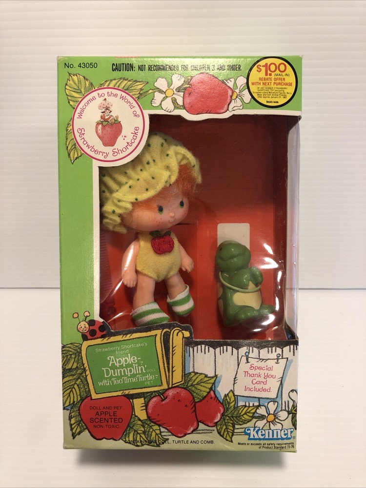1982 KENNER SEALED Strawberry Shortcake APPLE DUMPLIN W/ TEA TIME TURTLE 🔥🔥🔥