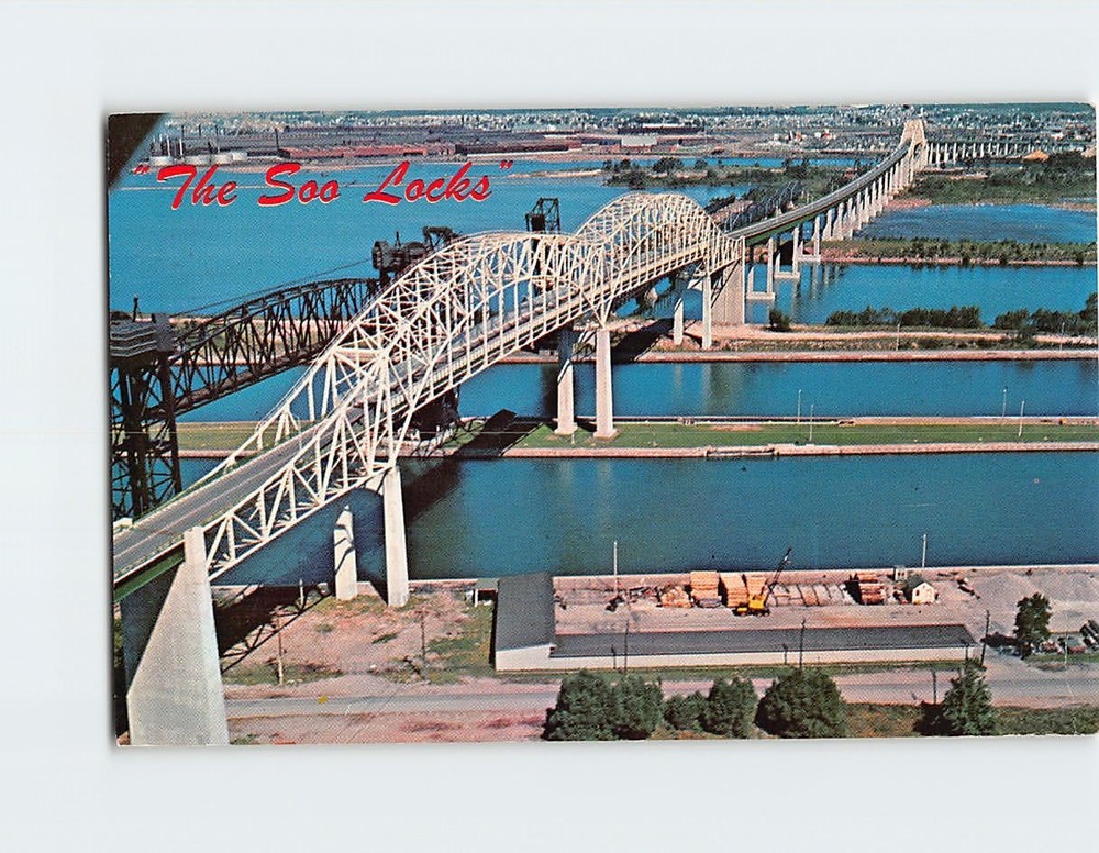Postcard The Soo Locks Sault Ste. Marie Michigan USA
