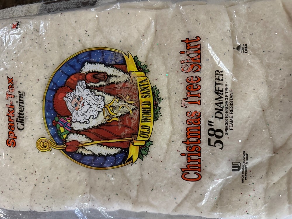 Vtg Sparkl-Tex Glittering Christmas Tree Skirt 58in Nos