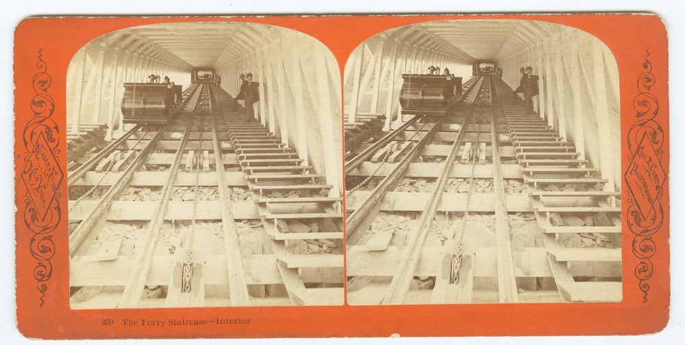 G2824~ NIAGARA NEW YORK Ferry Staircase 1870s Stereoview – G. Curtis