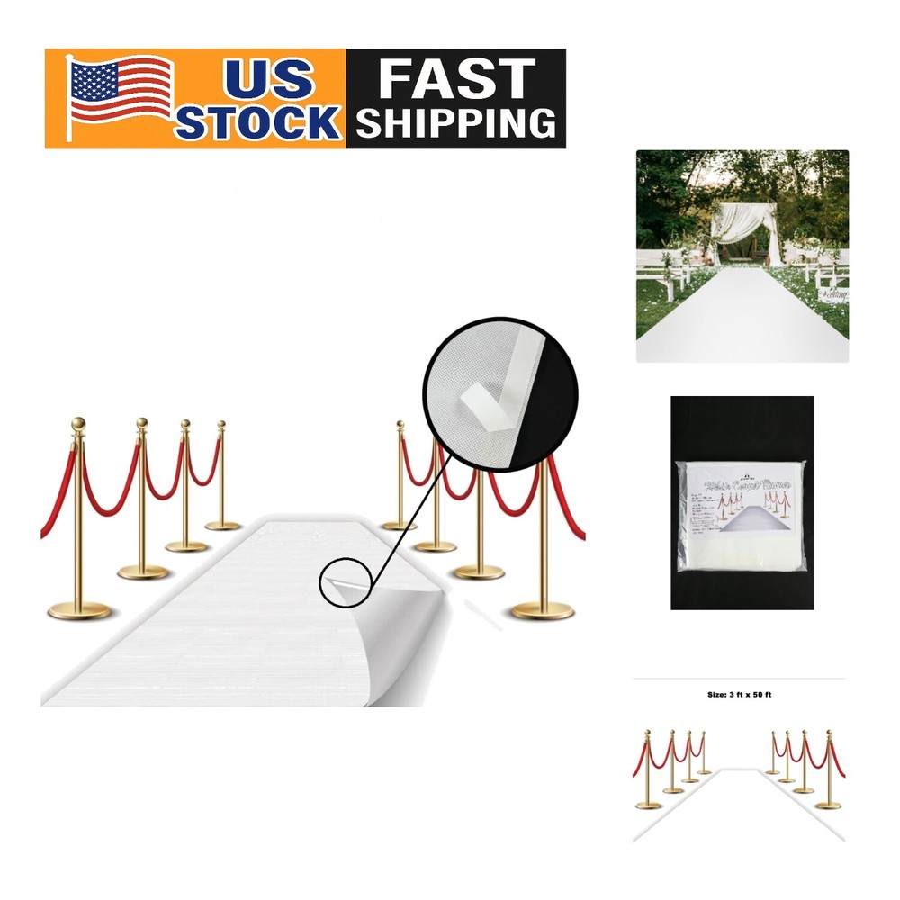 Luxury White 100 GSM Floor Runner 3x50 ft for Weddings and Events