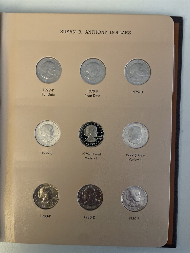 Set of Susan B Anthony Dollars in Dansco Album 1979-1999 PDS - 79 & 81 Type 2