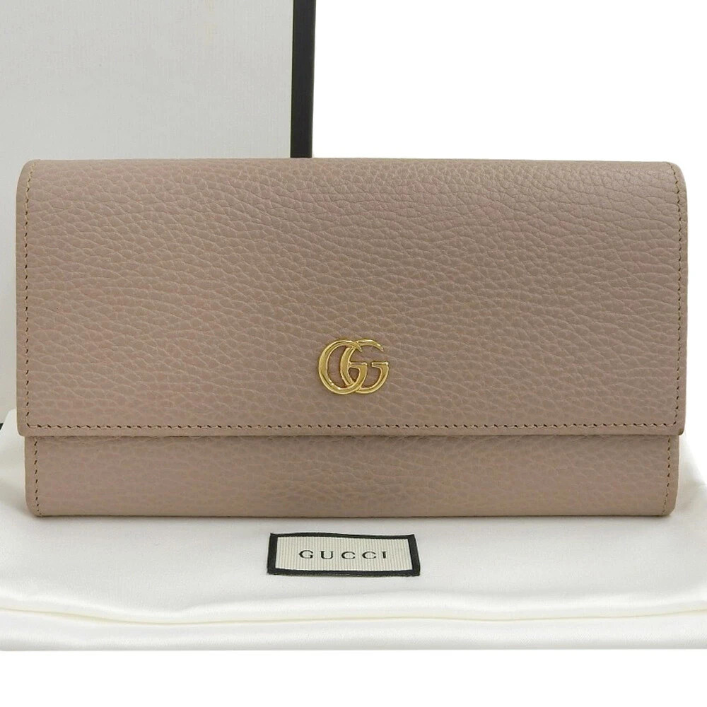 Authentic Gucci GG Marmont Leather Zip Continental Wallet Beige with Box
