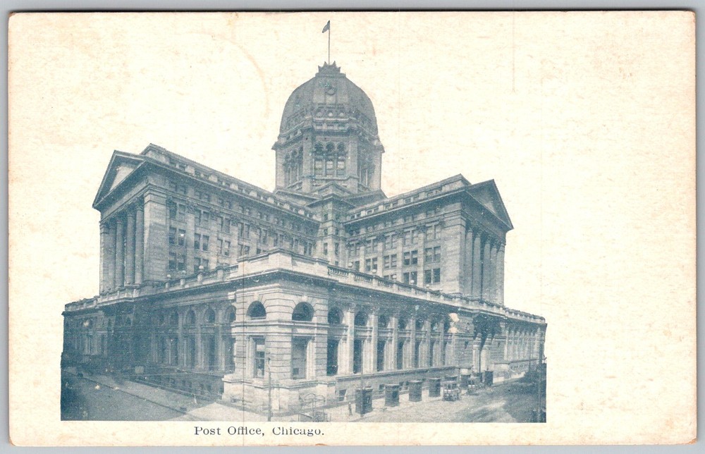 Antique Postcard Post Office Dome Building Chicago, IL 1910s