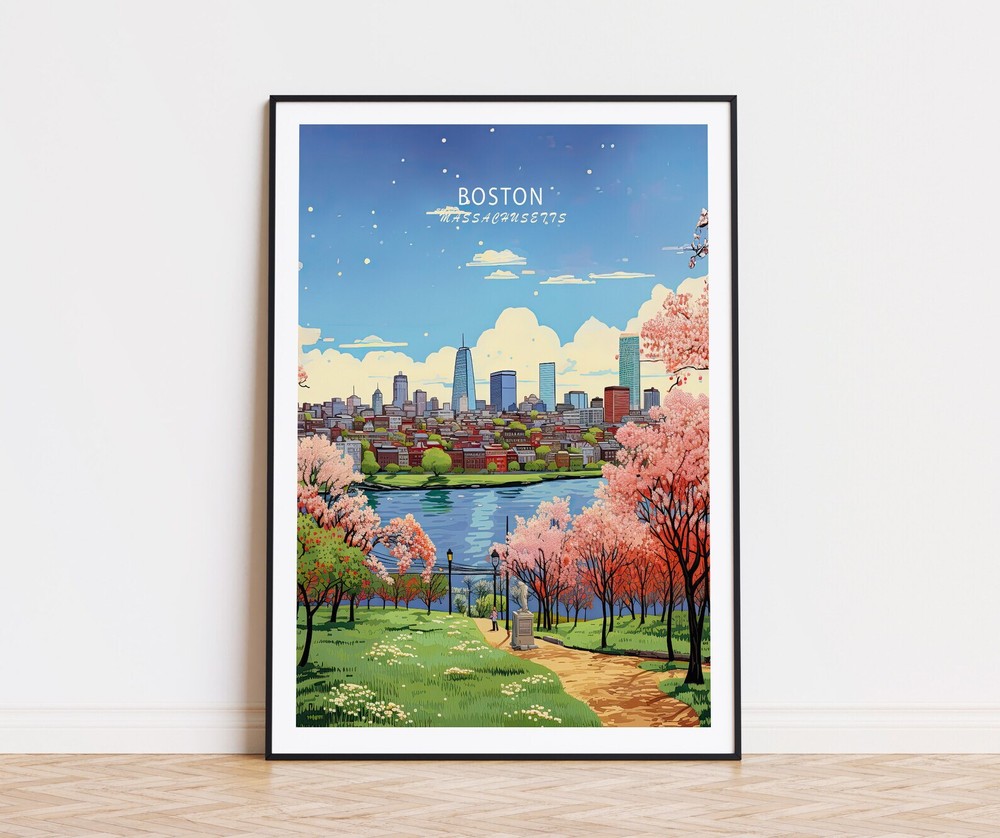 Boston Travel Poster Massachusetts Wall Art Boston Massachusetts Print Home