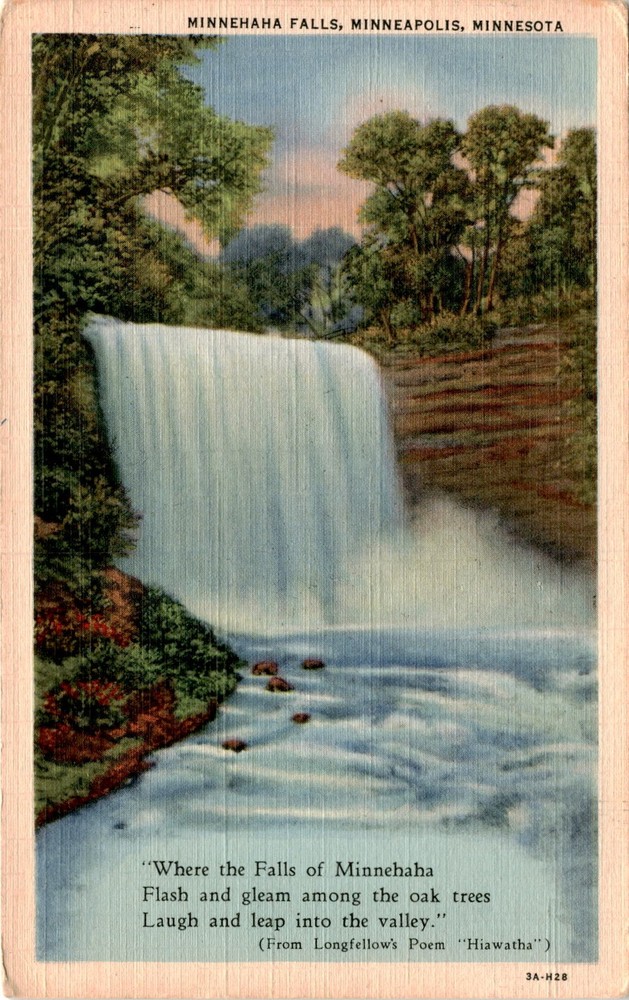 MINNEHAHA FALLS, MINNEAPOLIS, MINNESOTA, LONGFELLOW Postcard