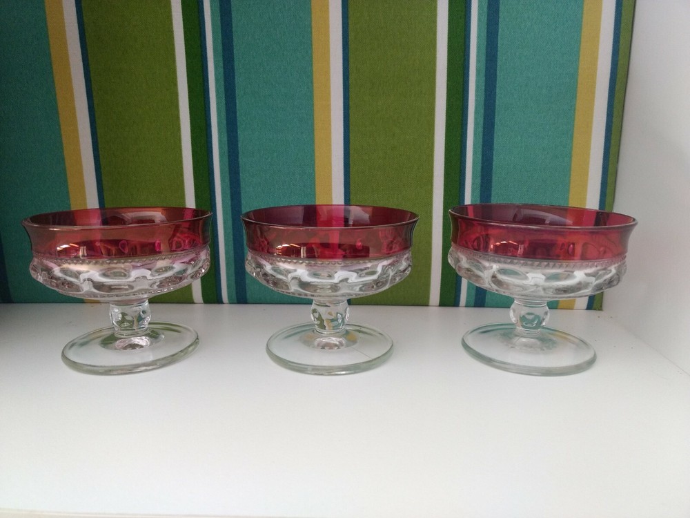 Tiffany King's Crown C-berry Vtg Dessert / Sherbet thumbprint footed  3Cups SALE