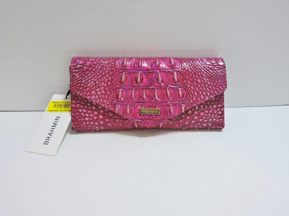 Brahmin Veronica Potion Pink Melbourne Croc Embossed Wallet NWT