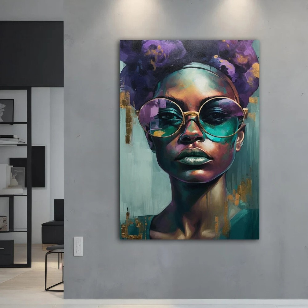 African Woman Modern Ethnic Green Art Unframed Canvas Print Australian Wall Art