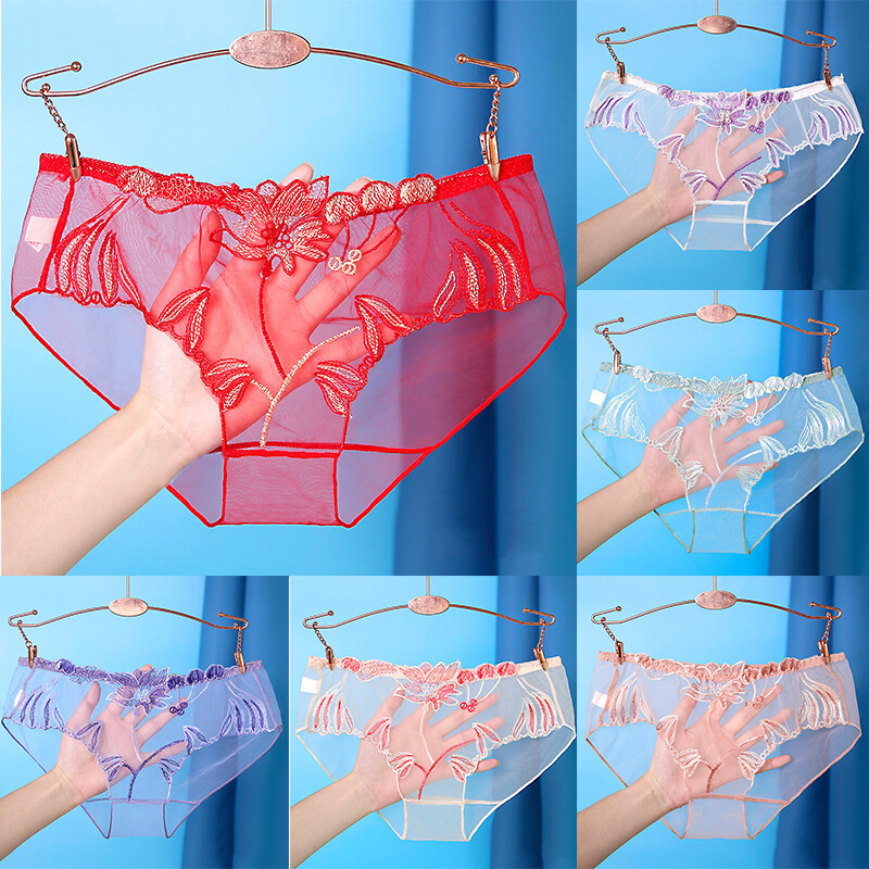 Womens Sexy Underwear See Through Lingerie Mesh Briefs Lace Panties Knickers NEW