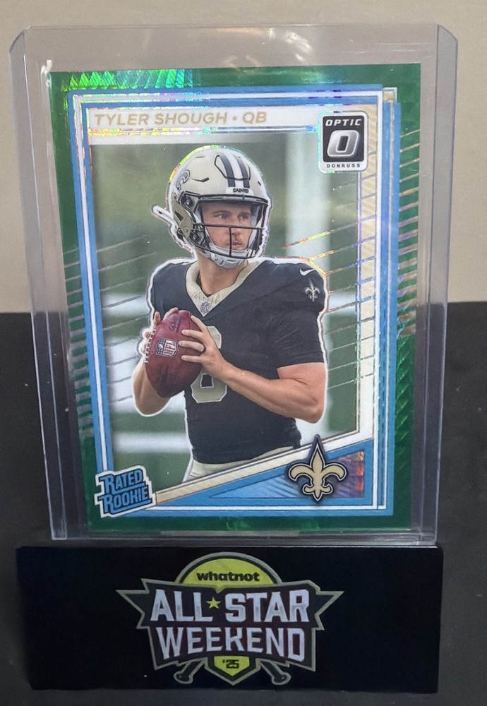 2025 Donruss Optic Tyler Shough Rated Rookie Green Hyper Prizm Saints #223 RC
