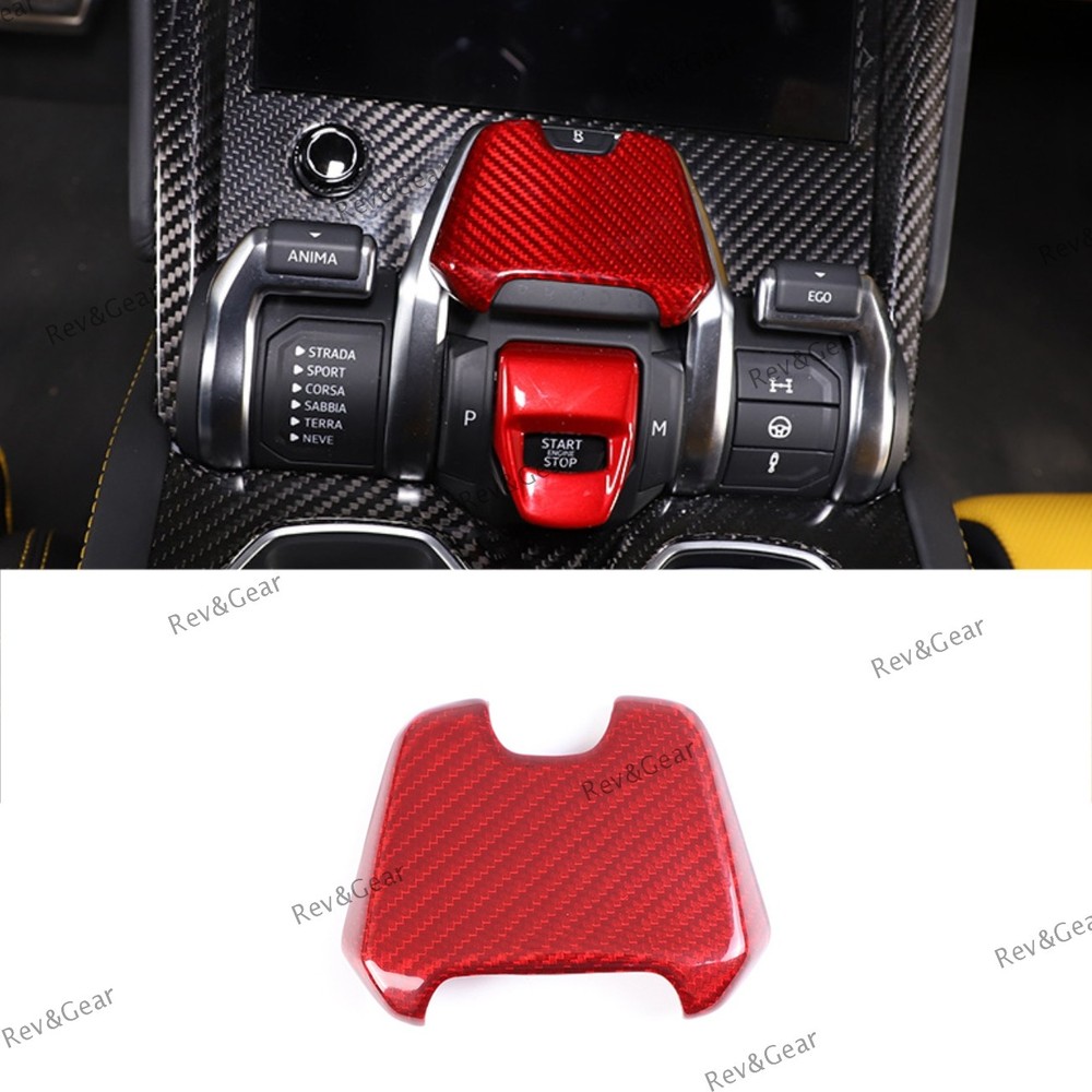 For Lamborghini URUS 18+ Center Switch P Gear Button Trim Cover Red Carbon Fiber