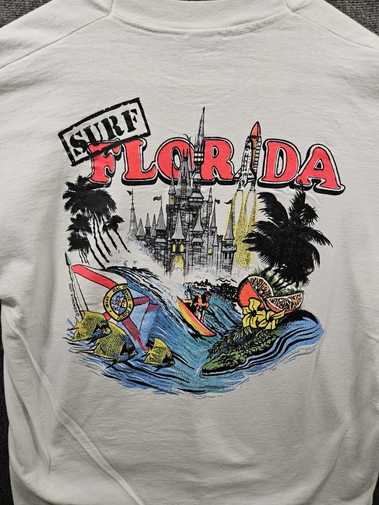 Vintage 80s Florida Surfing Graphic T-Shirt Single-Stitch USA Made Size XL