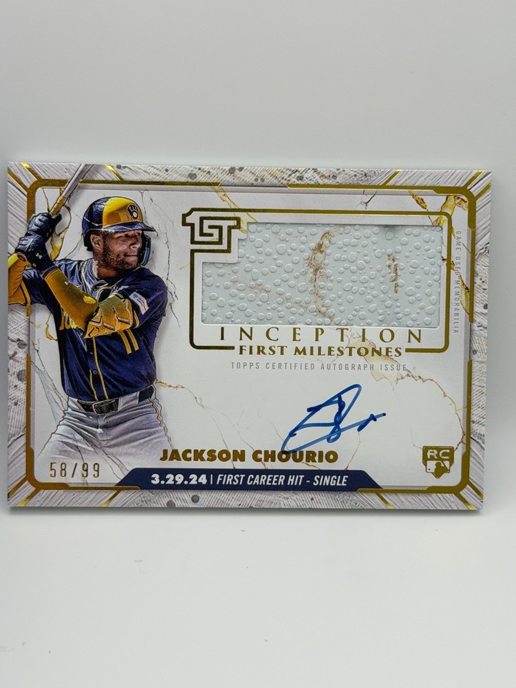 2024 Topps Inception Jackson Chourio First Milestone Autograph Relic /99 Brewers