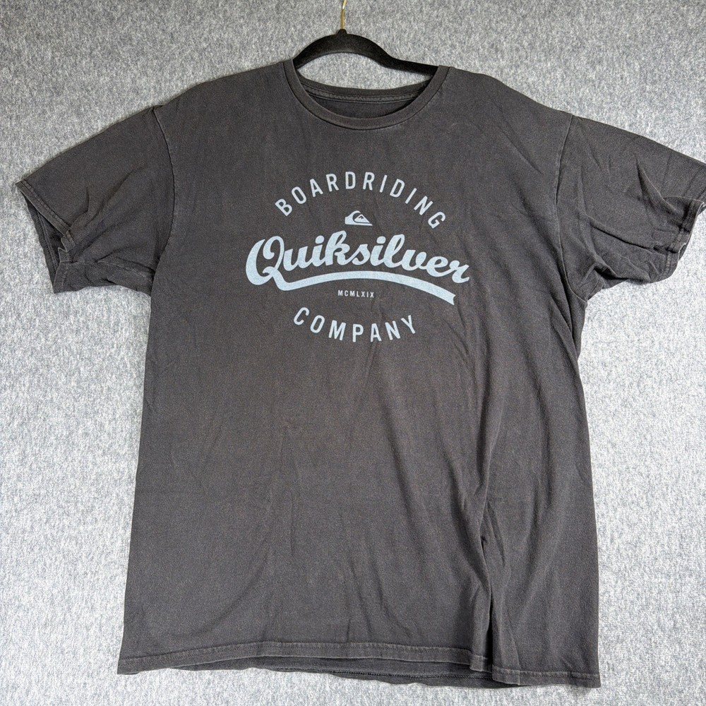 Vintage Quicksilver Shirt Mens Large Faded Black Graphic Short Sleeve Skate Tee