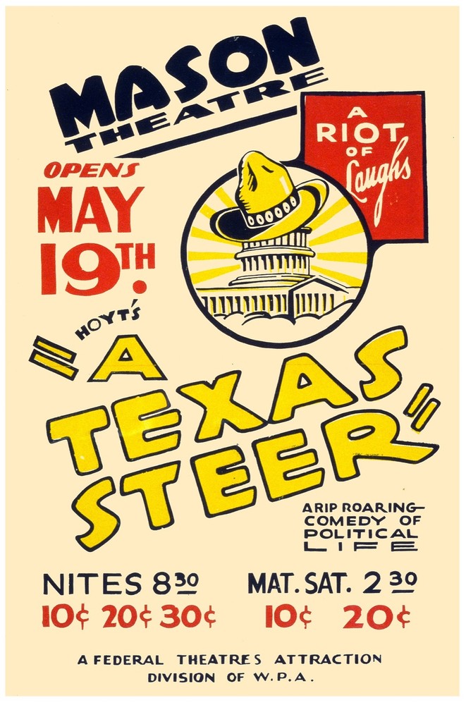 7460.Mason Theatre.A texas ranger.hat on capital building.POSTER.art wall decor