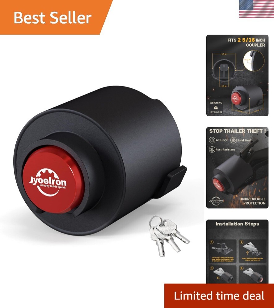 Heavy-Duty Steel Trailer Lock for 2 5/16