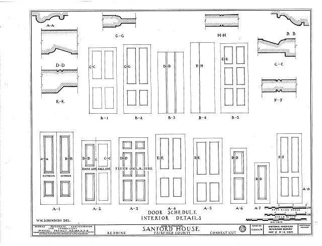 Redding Connecticut Jonathan B Sanford House 1900s Door Schedule HABS