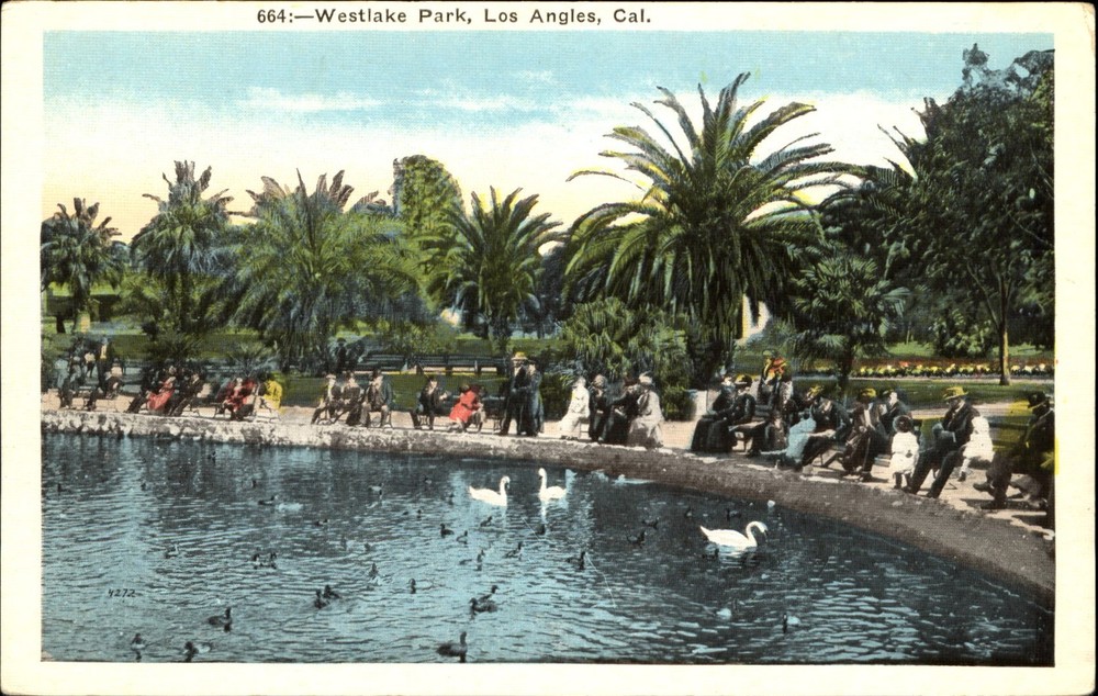 Westlake Park Los Angeles California CA swans ducks Kashower Publ~1920s