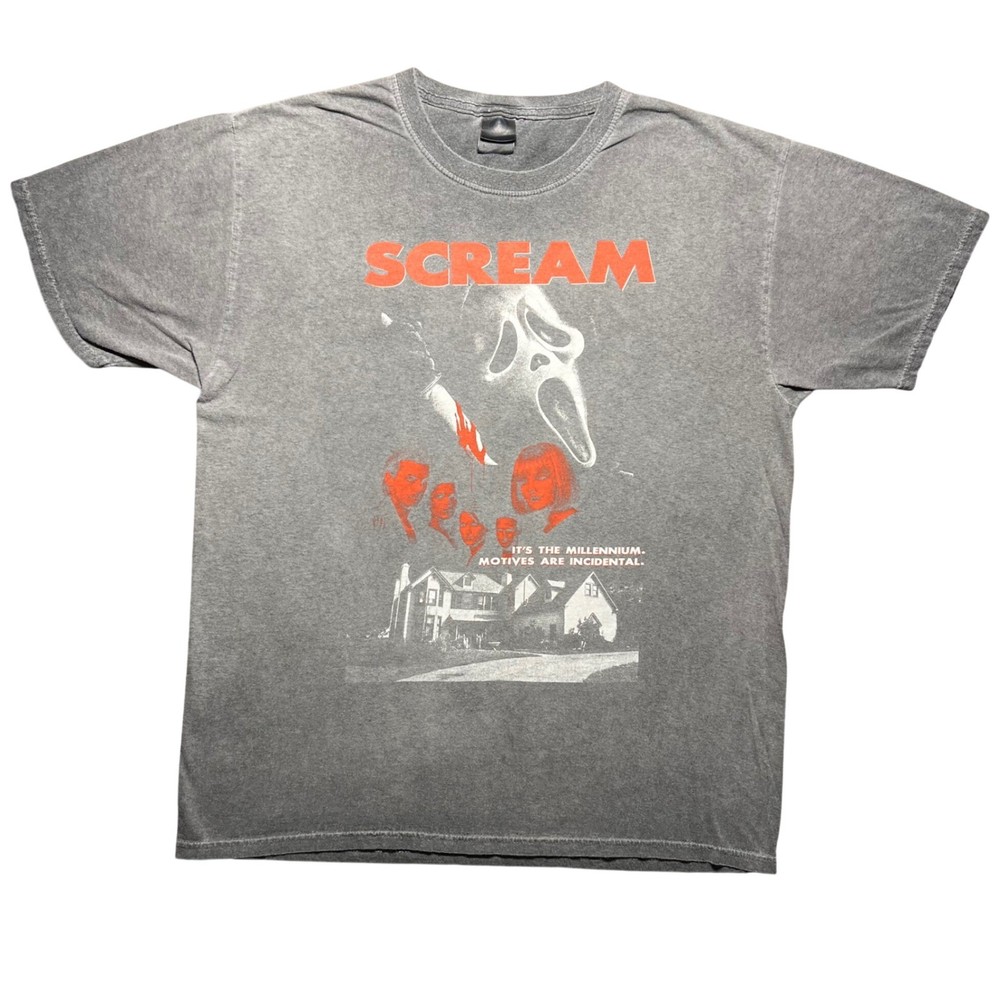 Vintage Scream Horror Movie T Shirt Mens Large Gray Colortone Ghostface Graphic