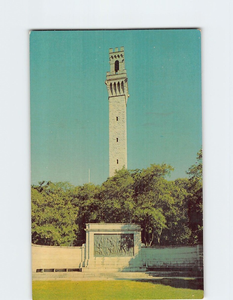 Postcard Pilgrim Memorial Monument & Bas-Relief Provincetown Massachusetts