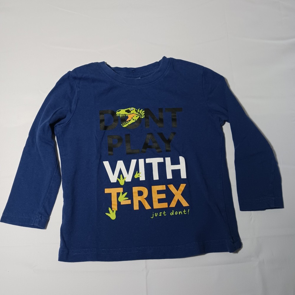 Kiki and Koko Brand Long Sleeve T-Shirt Blue Dinosaur Theme  Size 24-36 months