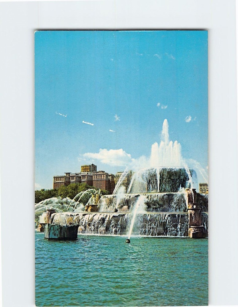 Postcard Conrad Hilton Hotel Buckingham Fountain Lake Michigan Chicago Illinois