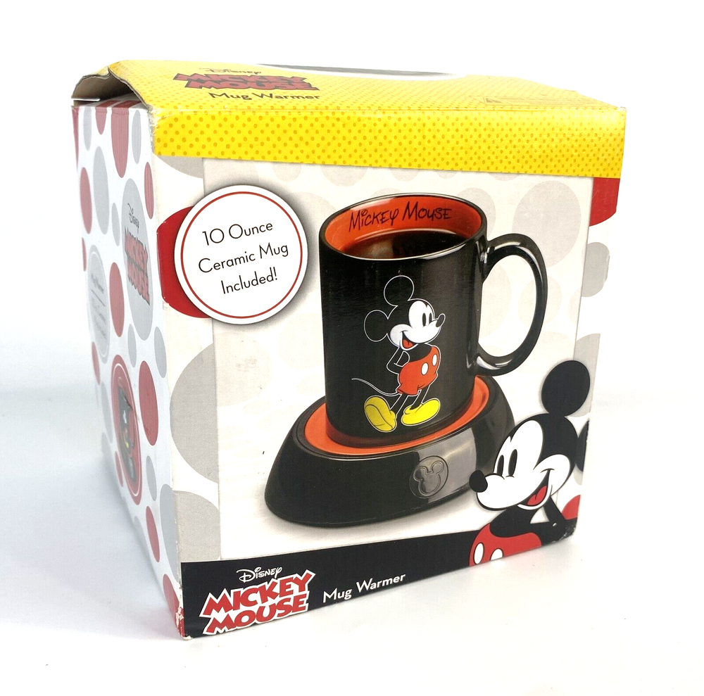 Disney Mickey Mouse Electric Mug Warmer + 10 oz Coffee Tea Cup Mug NEW OPEN BOX