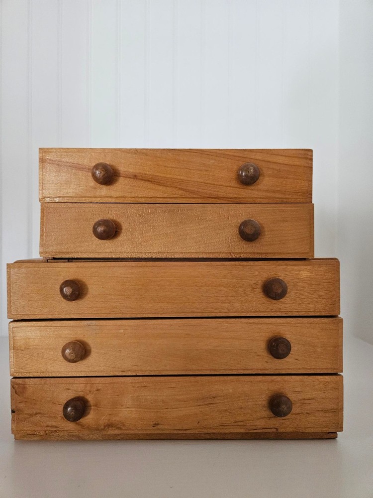 Vintage unmarked wooden chest of drawers for 8 inch doll
