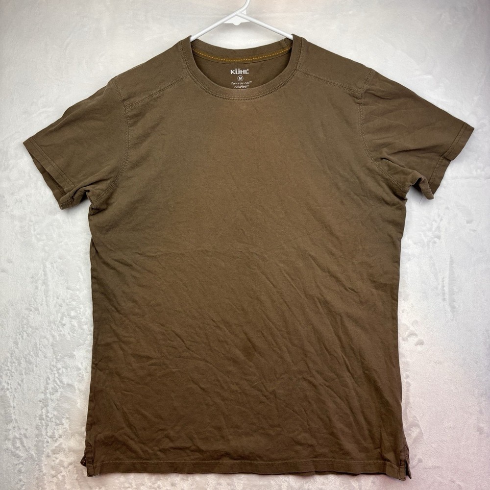 Kuhl Shirt Mens M Brown Wildfibre Organic Cotton Short Sleeve Hiking Tee Stained