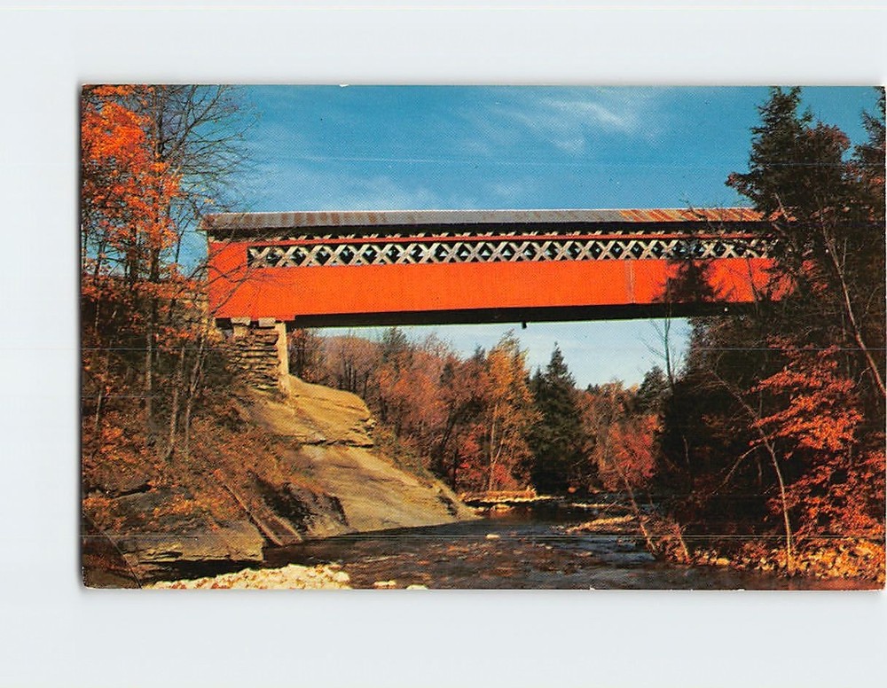 Postcard Old Covered Chiselville Bridge East Arlington Vermont USA