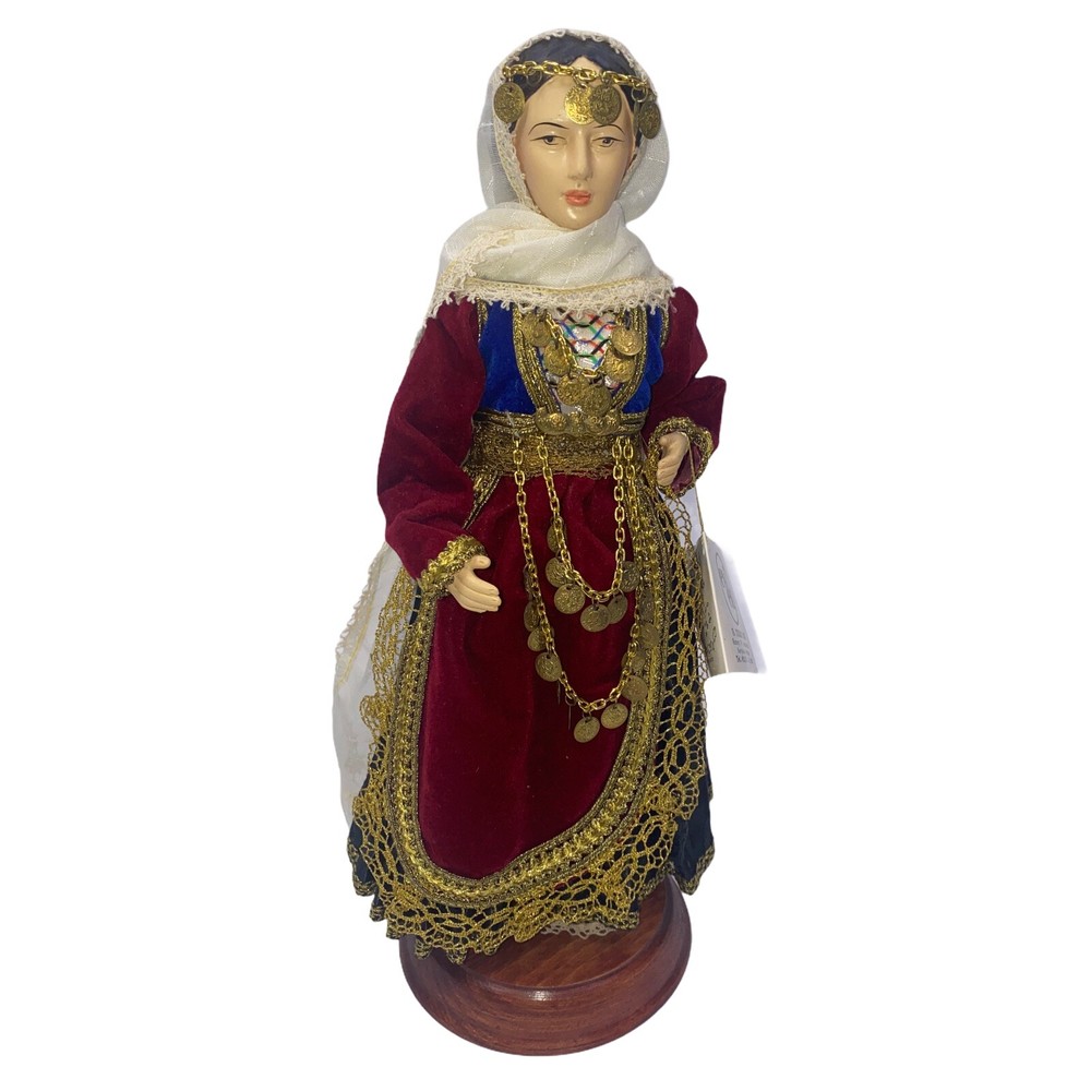 EVELT Porcelain Handmade Doll Traditional Salamina Costume TH. TSITSIMELIS' SONS