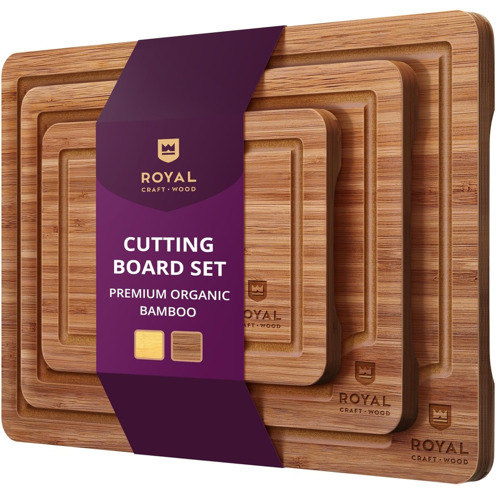 Bamboo Wood Cutting Board for Kitchen Prep & Serving