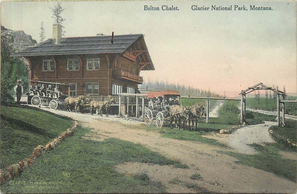 c1910 Glacier National Park Montana Belton Chalet Kaiser HC Postcard 26-3629