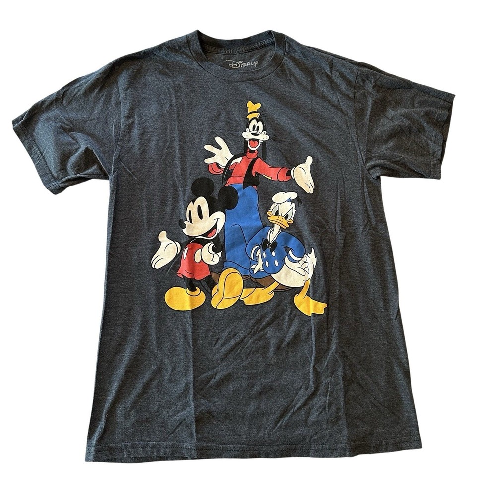Disney Blue Short Sleeve Graphic Tee Shirt Goofy Mickey Donald Duck Size Small