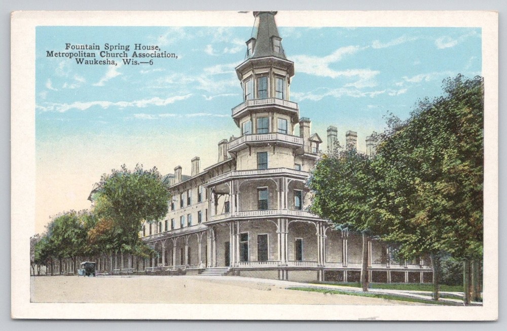 Fountain Spring House Waukesha WI Vintage Postcard E. C. Kropp Co.