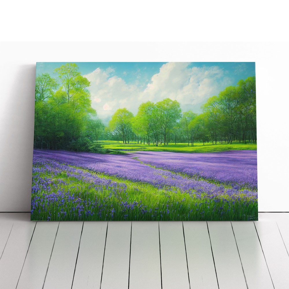 Spectacular Bluebell Field Canvas Wall Art Print Framed Picture Dining Room