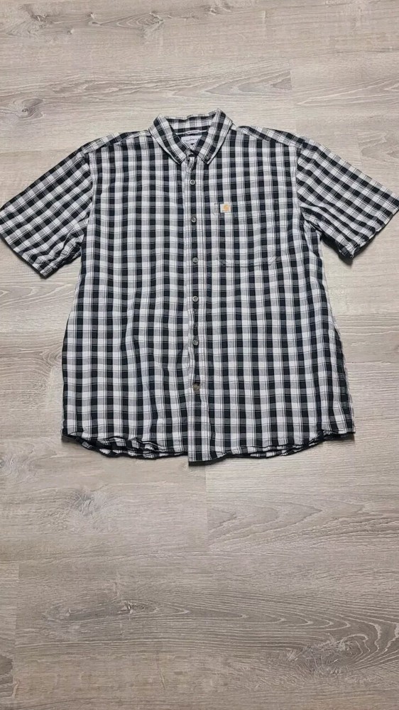Carhartt Men's Button Down Plaid Short Sleeve Relaxed Fit  Size Large