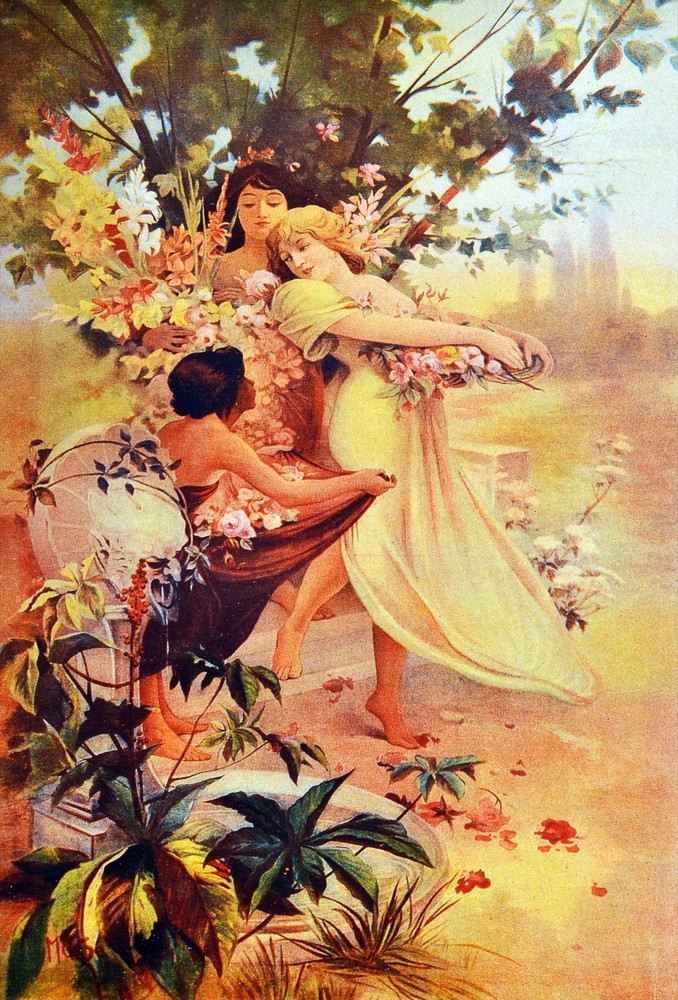 Decor Poster.Interior design Art Nouveau.Mucha French Nymphs.6224