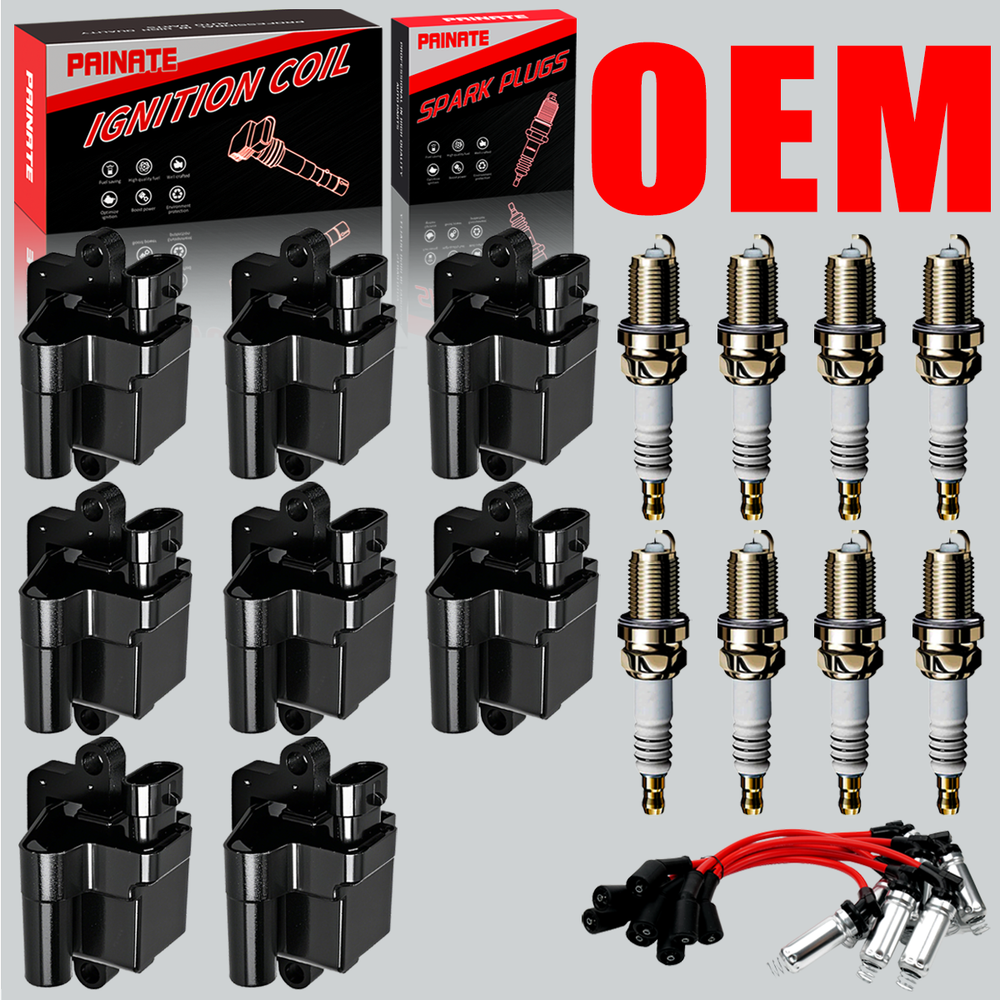 Brand 8X OEM Ignition Coil & Spark Plug & Wire For Chevy GMC 4.8L 5.3L 6.0L 8.1L