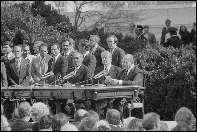 Photo:President Jimmy Carter, Menachem Begin, President Anwar Sadat 1979