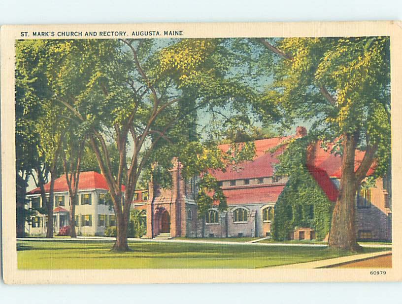 Unused Linen CHURCH SCENE Augusta Maine ME m/09 A8054