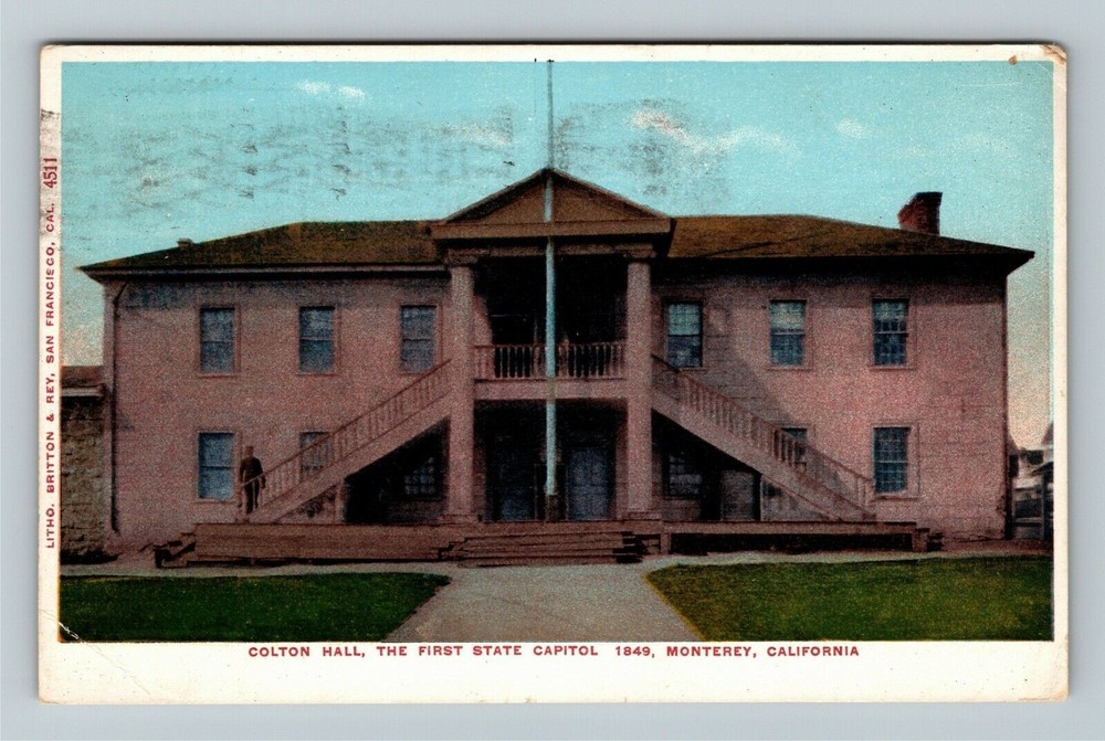 Monterey CA-California Colton Hall, First State Capitol Vintage Postcard