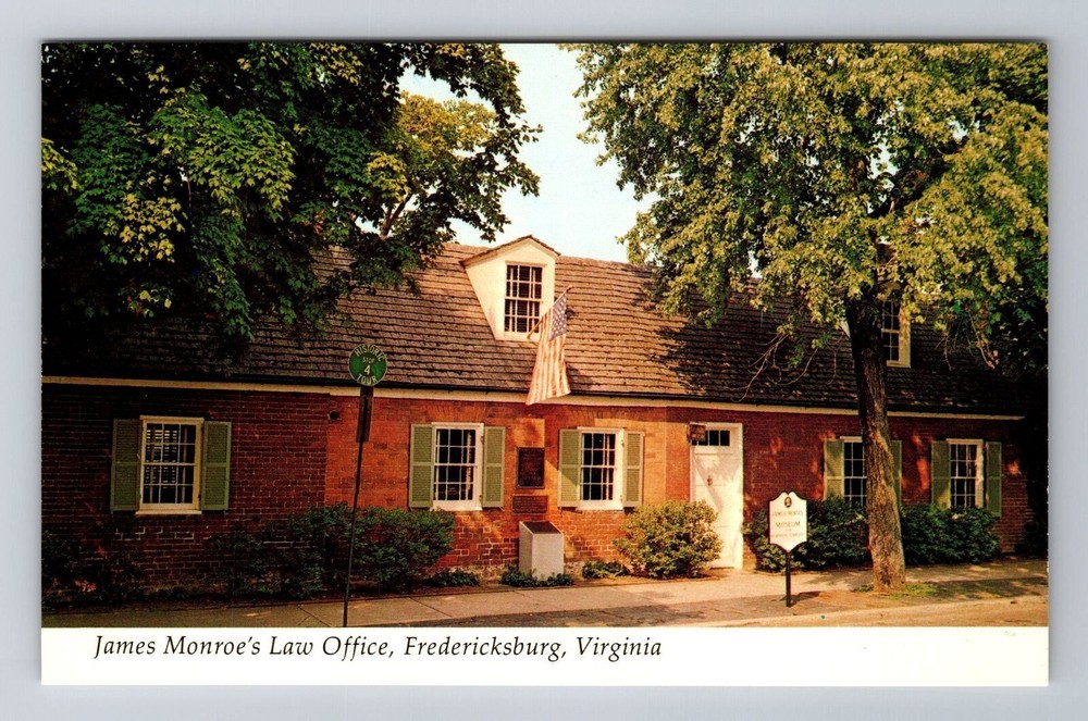 Fredericksburg VA- Virginia, James Monroe's Law Office, Vintage Postcard
