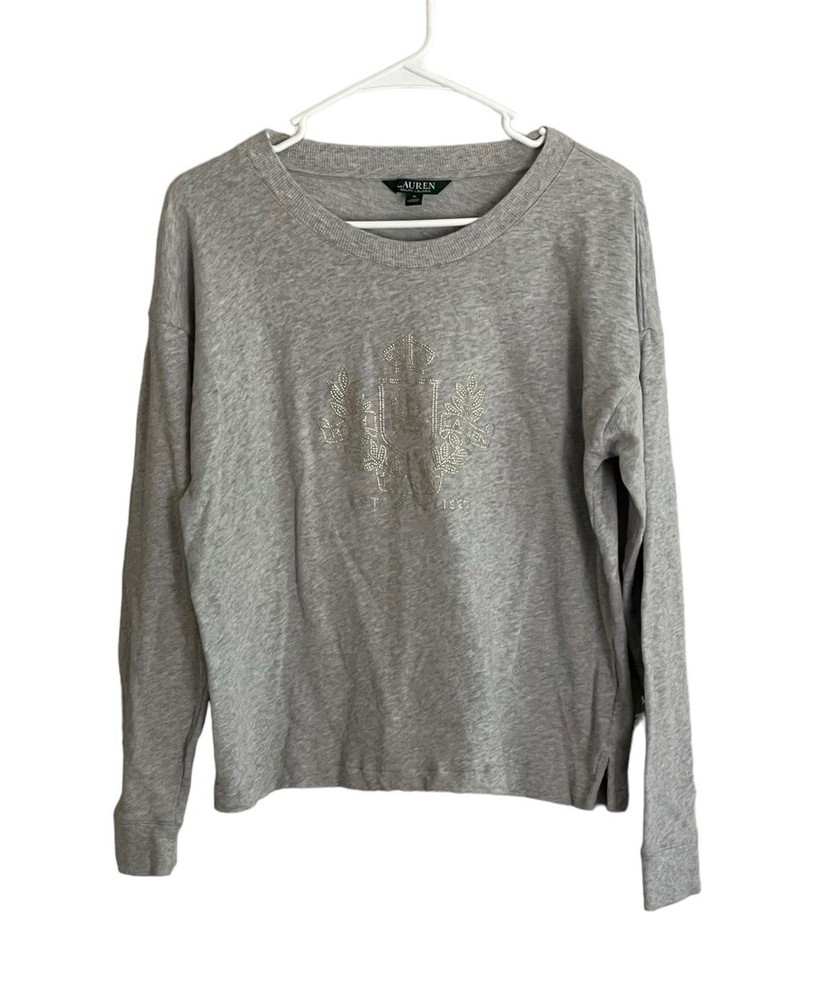 Lauren Ralph Lauren Women's Med Long Sleeve Lightweight Sweatshirt Graphic Logo