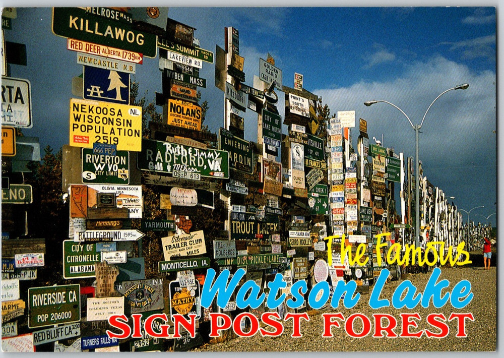 Alaska Watson Lake Famous Sign Post Forest Yukon Highway Unposted Postcard